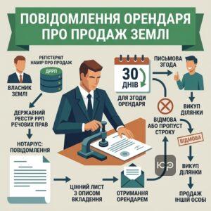 Процедура повідомлення орендаря про продаж земельної ділянки через нотаріуса та реєстрація наміру