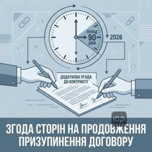 Продовження призупинення дії договору понад 90 днів за взаємною згодою сторін у 2026 році.