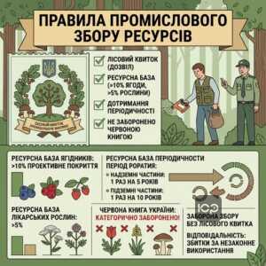 Промислова заготівля грибів та ягід у лісі з лісовим квитком