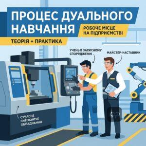Студент проходить дуальну форму здобуття професійної освіти на сучасному підприємстві