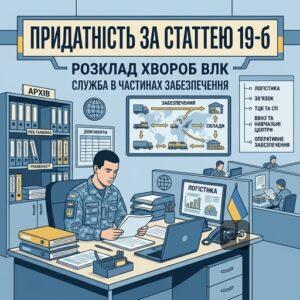 Стаття 19 розкладу хвороб влк регулює службу в частинах забезпечення