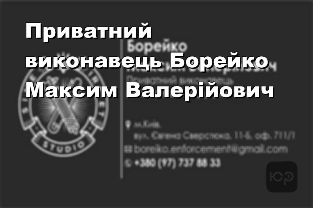 Приватний виконавець Борейко Максим Валерійович