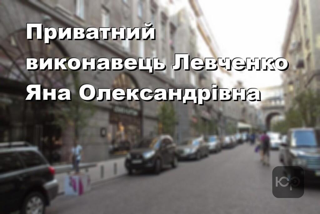 Приватний виконавець Левченко Яна Олександрівна