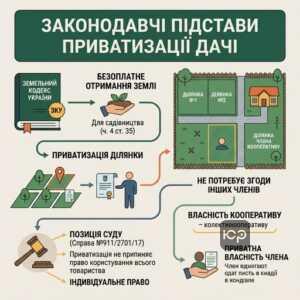 приватизація дачної ділянки в кооперативі законодавчі підстави