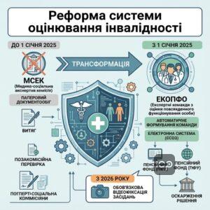 Реформа МСЕК та перехід до ЕКОПФО 2025 пенсія по інвалідності