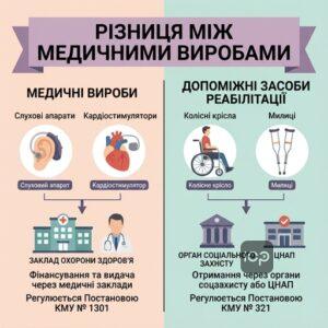 Порівняння медичних виробів та допоміжних засобів реабілітації за Постановою 1301