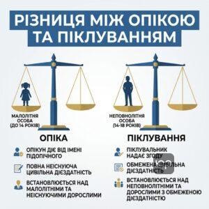 Порівняння понять опіка та піклування в Україні для дітей та дорослих