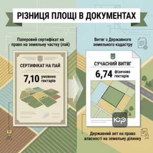 різниця в площі земельної ділянки між сертифікатом та актом методика обрахунку земельних паїв