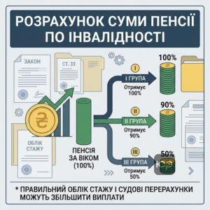 Розміри пенсії по інвалідності 1 2 3 група 2025 2026
