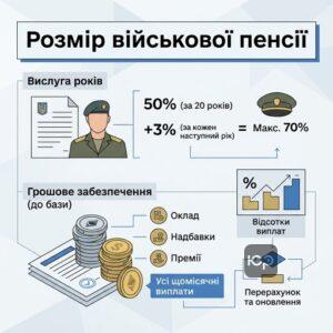 Як самостійно розрахувати розмір військової пенсії за вислугу років