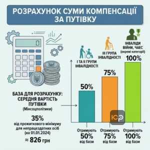 Розмір грошової компенсації за санаторно-курортне лікування для різних груп інвалідності