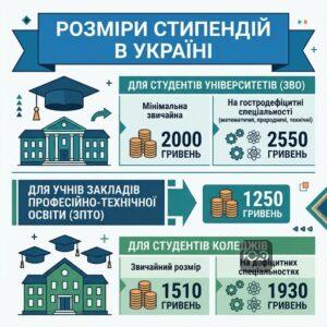 Розміри соціальних та академічних стипендій в Україні