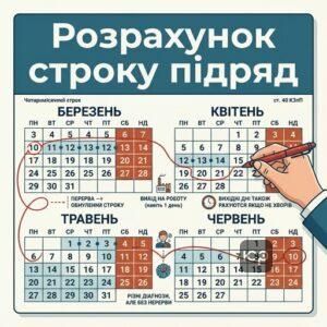 Алгоритм розрахунку чотиримісячного строку безперервної хвороби для звільнення за статтею 40 КЗпП