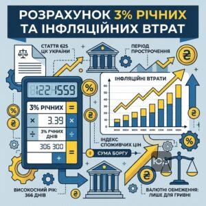 Расчет 3% годовых и инфляционных потерь по статье 625 ГК Украины