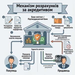 схема роботи акредитива в банку між покупцем та продавцем