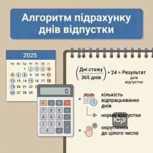 формула розрахунку днів невикористаної відпустки працівника у 2025 році