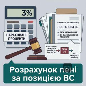 Розрахунок пені 3% за депозит згідно з позицією Верховного Суду