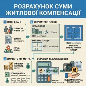 Формула розрахунку грошової компенсації на житло для військових та ветеранів за Постановою 719
