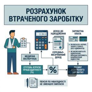 Схема розрахунку відшкодування шкоди каліцтвом та втраченого доходу потерпілого
