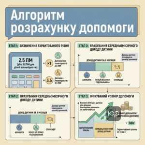розрахунок допомоги на дитину під опікою через ПФУ