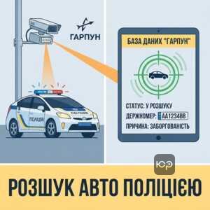 Розшук автомобіля боржника через систему Гарпун та поліцію