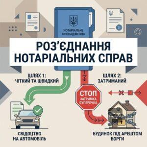 Підстави для роз'єднання нотаріальних проваджень при ускладненнях