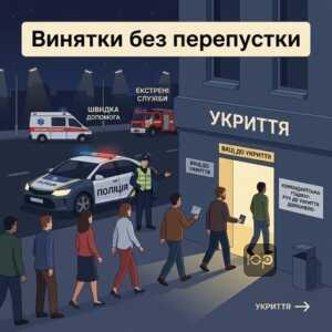 Рух до укриття під час повітряної тривоги в комендантську годину