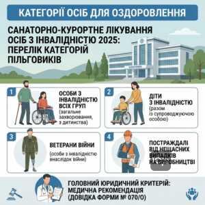 Санаторно-курортне лікування осіб з інвалідністю 2025 перелік категорій пільговиків