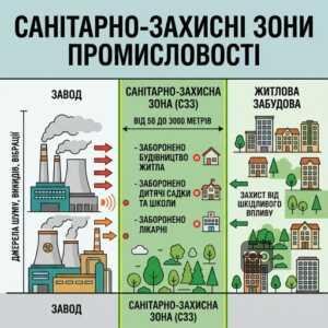 Санітарно-захисні зони ст 114 ЗКУ для відокремлення промисловості від житла