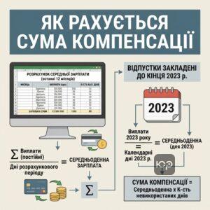 розрахунок середньої заробітної плати для компенсації відпустки 2025