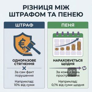 Різниця між штрафом та пенею при нарахуванні неустойки