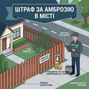 Штраф за амброзію на ділянці біля паркану за правилами благоустрою