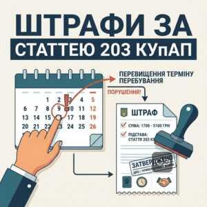 стаття 203 КУпАП штраф за перевищення терміну перебування