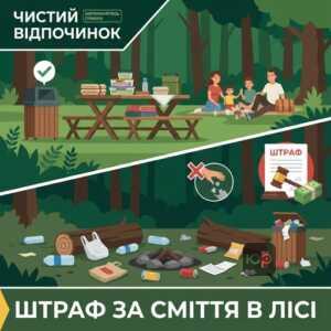 Штраф за залишене сміття в лісі під час відпочинку