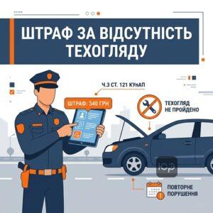 Штрафи за керування автомобілем без обов'язкового технічного контролю