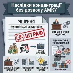 Штрафи АМКУ за здійснення концентрації без дозволу