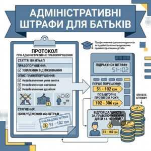 Штрафи для батьків за статтею 184 КУпАП за неналежне виховання дитини