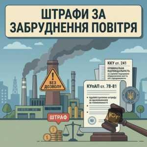 штрафи за викиди в атмосферне повітря без дозволу