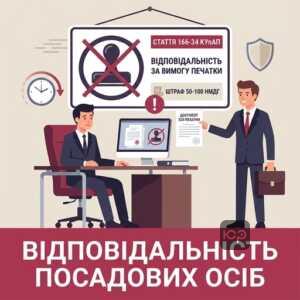 адміністративна відповідальність за вимогу печатки ст 166-24 КУпАП