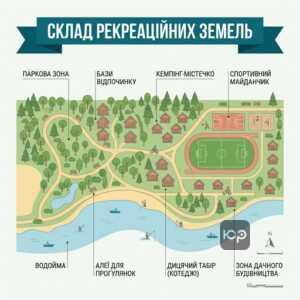 Склад земель рекреаційного призначення: парки, бази відпочинку, кемпінги