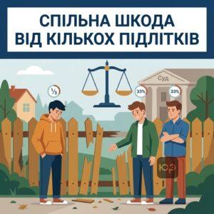Возмещение вреда несколькими несовершеннолетними и распределение долей между родителями