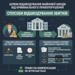 Шляхи та способи відшкодування майнової шкоди від кримінального правопорушення для потерпілих осіб