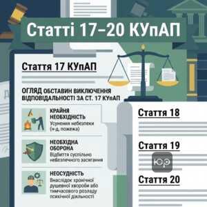 Огляд обставин виключення відповідальності за ст 17 КУпАП, перелік крайня необхідність необхідна оборона неосудність