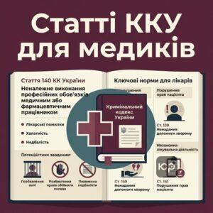 Основні статті Кримінального кодексу України про кримінальну відповідальність медичних працівників