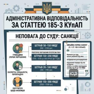 Адміністративна відповідальність за статтею 185-3 КУпАП та штрафи