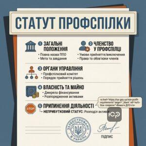 Вимоги до статуту первинної профспілкової організації для реєстрації в Україні