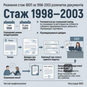 Пояснення зарахування стажу ФОП у період 1998-2003 для пенсії та перелік документів