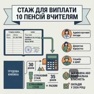 Вимоги до страхового стажу вчителів для отримання виплати 10 окладів у 2026 році