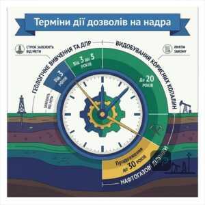 Строки дії спеціальних дозволів на користування надрами за видами діяльності