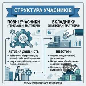 Схема розподілу ролей у командитному товаристві